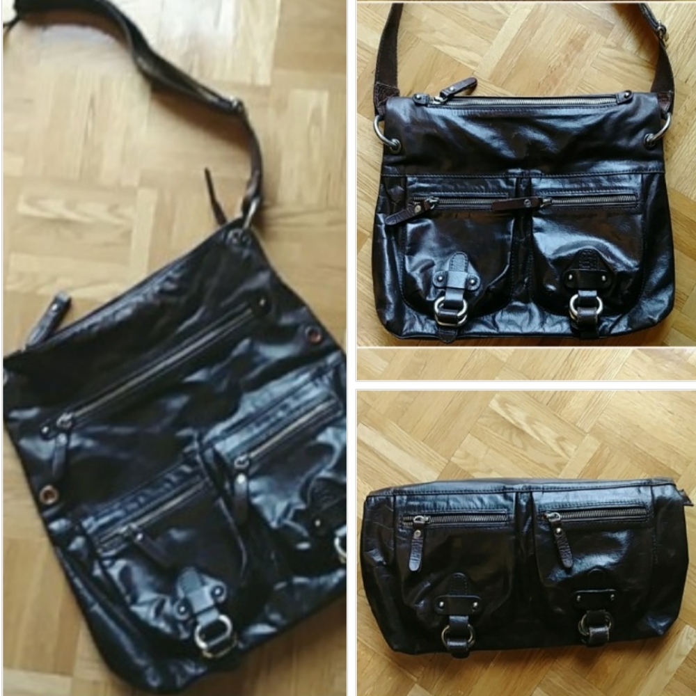 Vintage Tano 3 way Convertable Distressed leather crossbody shoulder clutch bag
